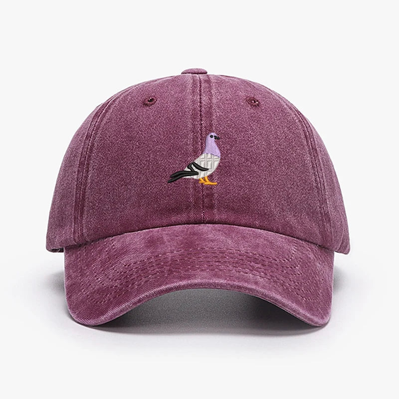 Casquettes de baseball vintage brodées motif Pigeon Printemps Hommes Femmes Chapeau de soleil délavé Pare-soleil Sport Pêche Chapeau de papa