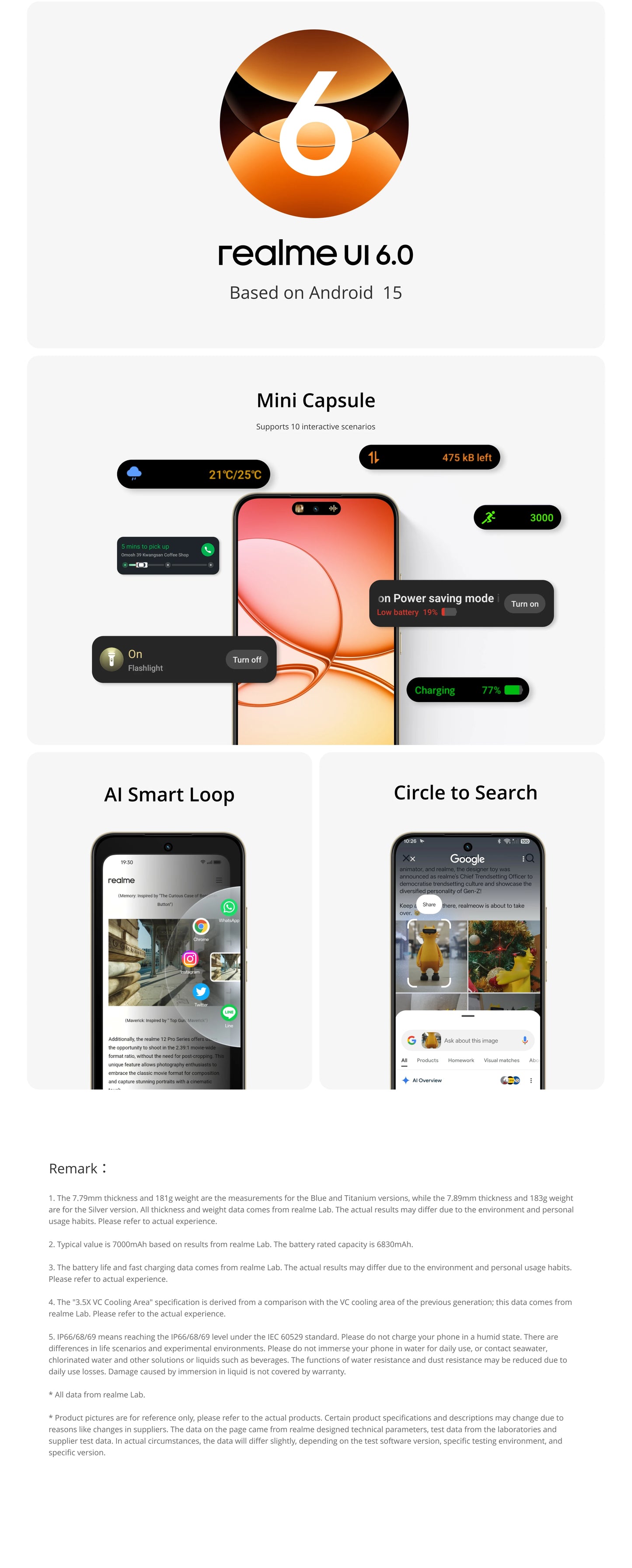 realme 15T 5G Smartphone NFC Dimensity 6400 Max Chipsatz Zwei 50MP Kameras 6.57" 120Hz AMOLED Display 7000mAh Akku 60W Ladung