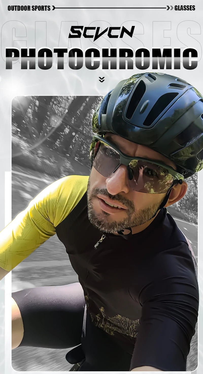 SCVCN Lunettes de soleil photochromiques Cyclisme Vélo VTT Randonnée Golf UV400 Lunettes de sport pour hommes femmes Baseball