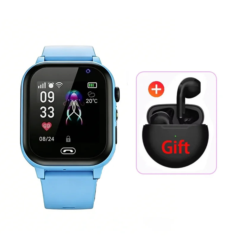 Montre intelligente pour enfants 5G GPS Localisation Appel vidéo Carte SIM SOS Caméra enfant Étanche Mise à niveau 2025 Pour garçons filles Ajouter des écouteurs