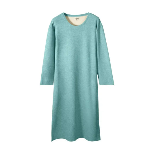Herren Herbst und Winter Langarm-Einteiler Nachthemd Knie-Bademantel langes Nachthemd integrierte Loungewear Wollseide Schlafanzug
