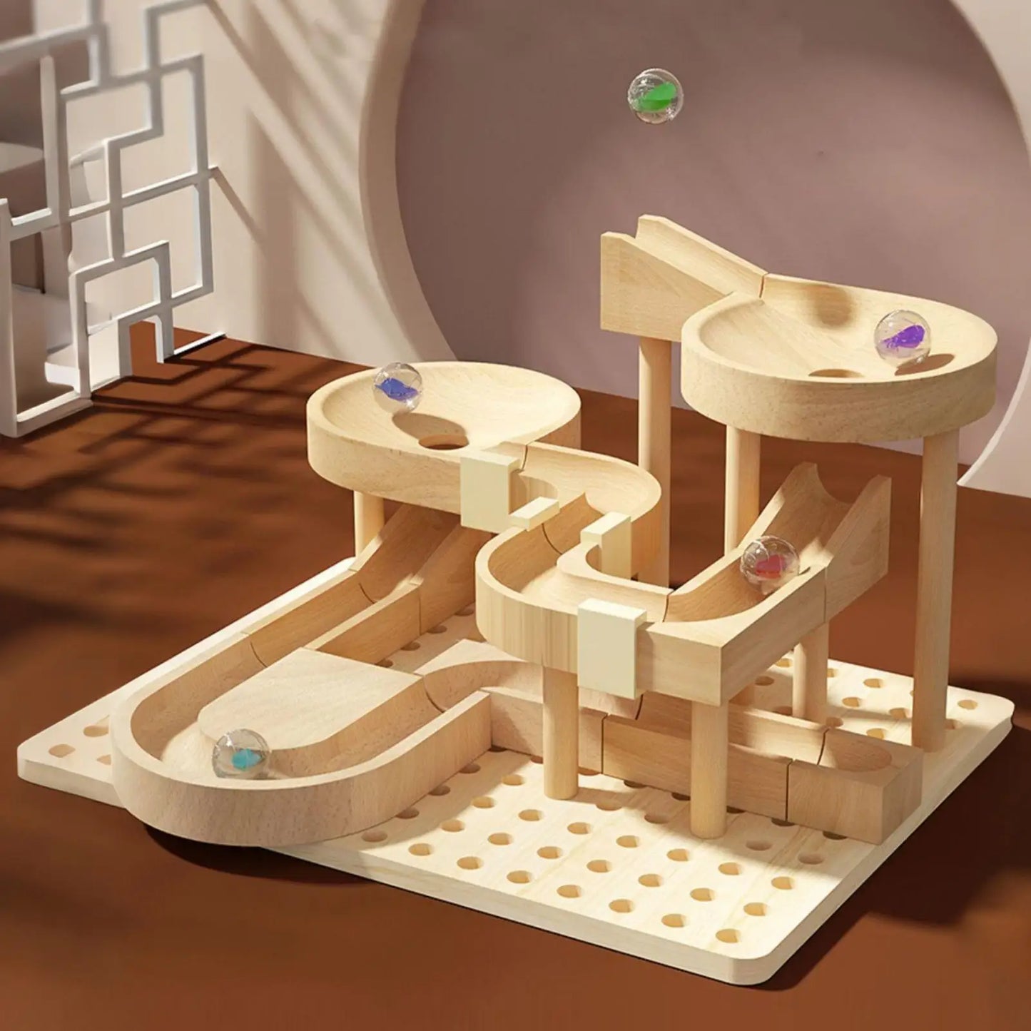 Holzmurmel-Labyrinth Rennbahn Spiel STEM Lernspielzeug für Kinder Lern-Puzzle-Brettspiel für Jungen Mädchen Geburtstagsgeschenke