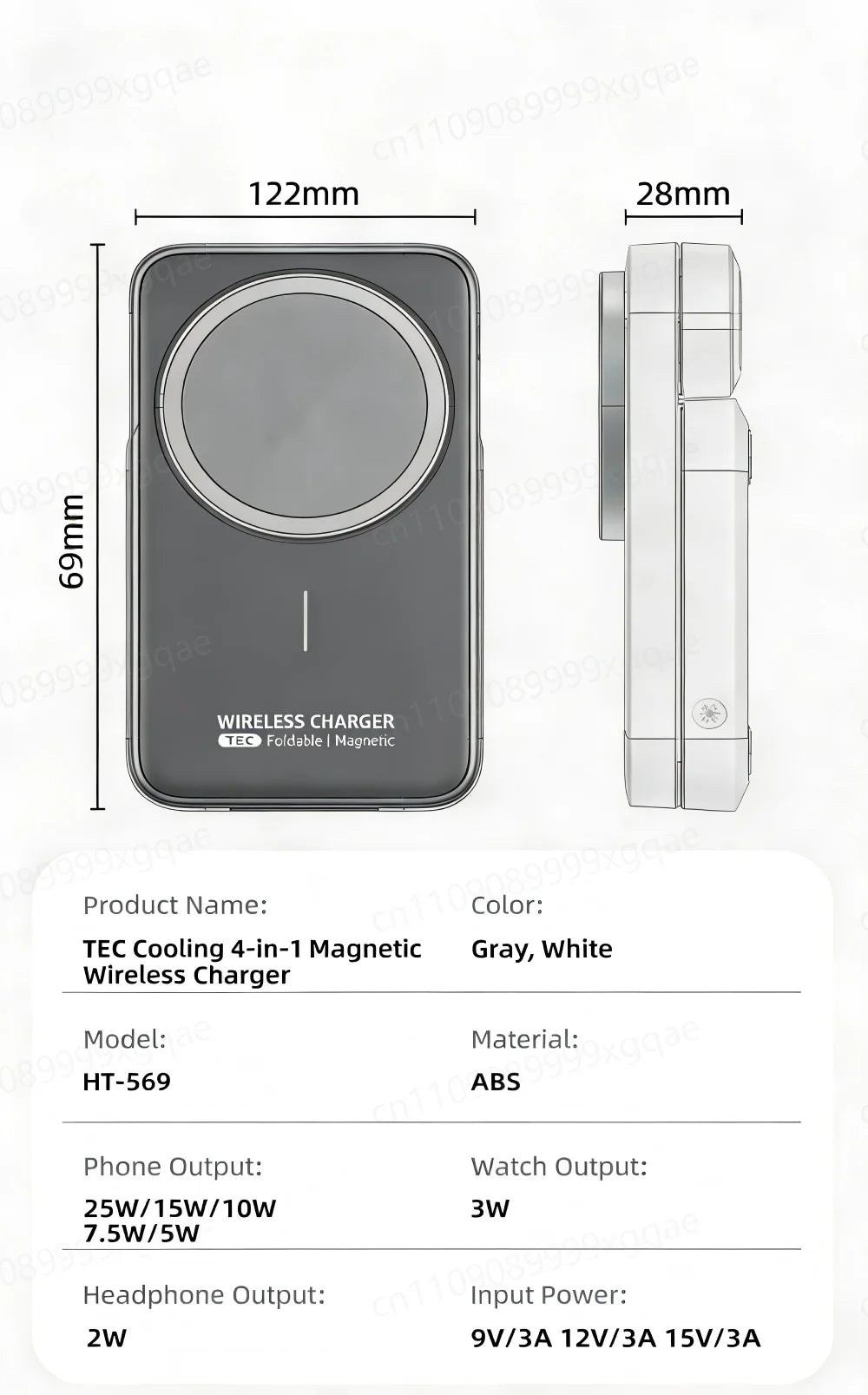 4 IN 1 Faltbares magnetisches kabelloses Ladegerät Qi Schnellladung für Magsafe iPhone 17 16 15 14 Watch Earbuds AirPods Pro iWatch