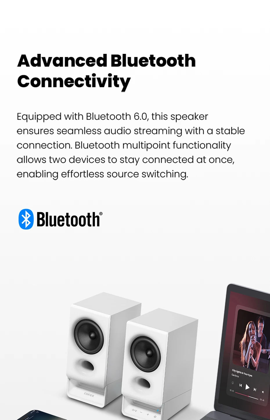 Edifier R20BT USB-Powered Speaker Bluetooth 6.0 Computer Speakers With Light Effects USB-C AUX Inputs