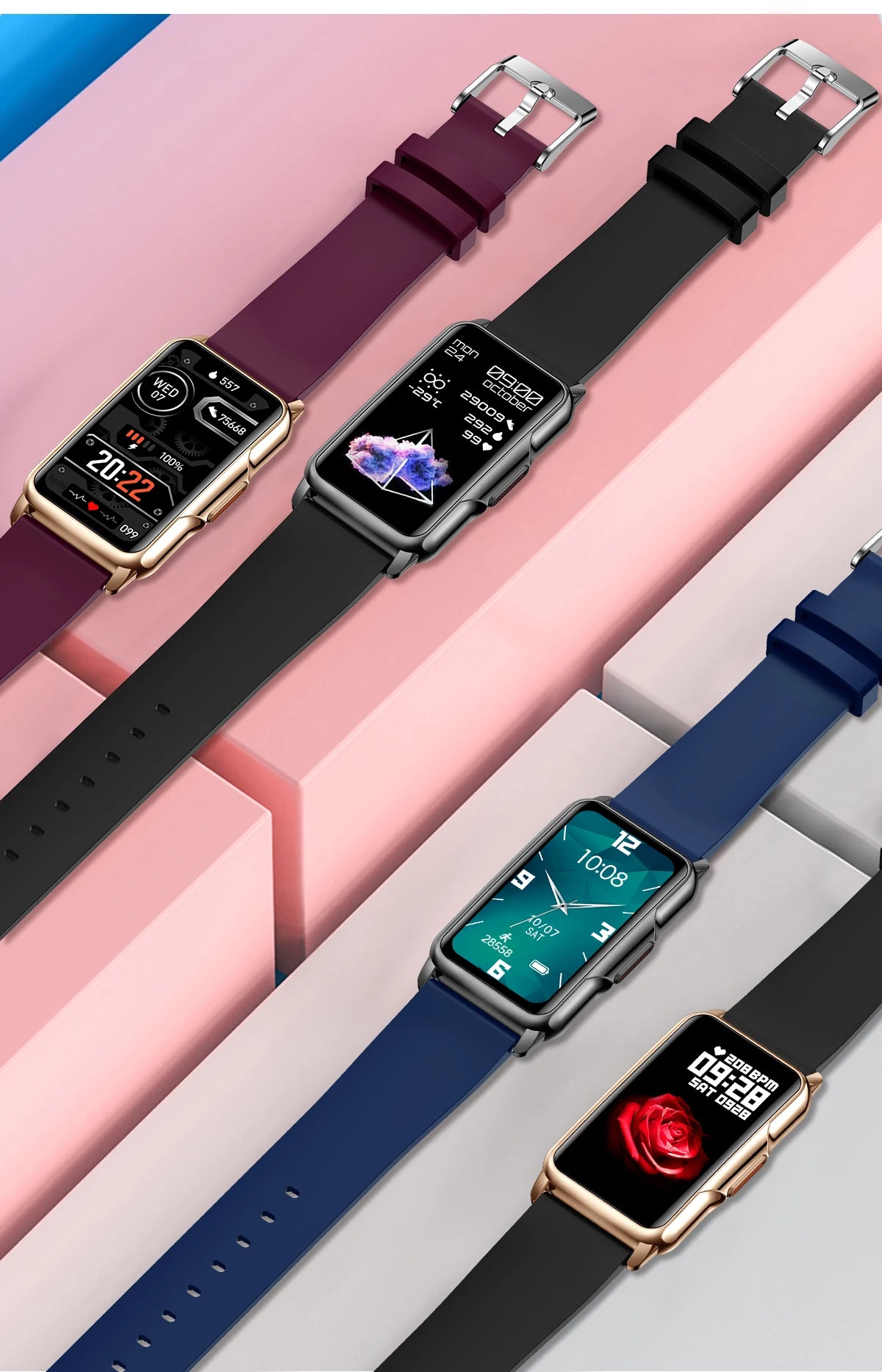 Für Android IOS Smart Armband Frauen Smartwatch Männer Herzfrequenz Blutsauerstoff Wasserdicht Sport Smart Band Uhr Für Damen +Geschenk