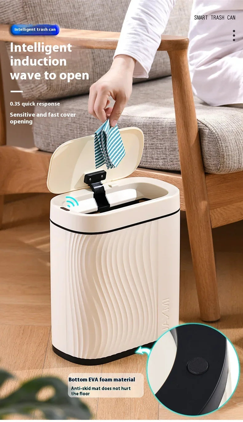 Intelligenter Sensor-Mülleimer Haushalt Leicht Luxuriöser Automatischer WC-Mülleimer Schmaler Schlitz mit Deckel Elektrischer Mülleimer