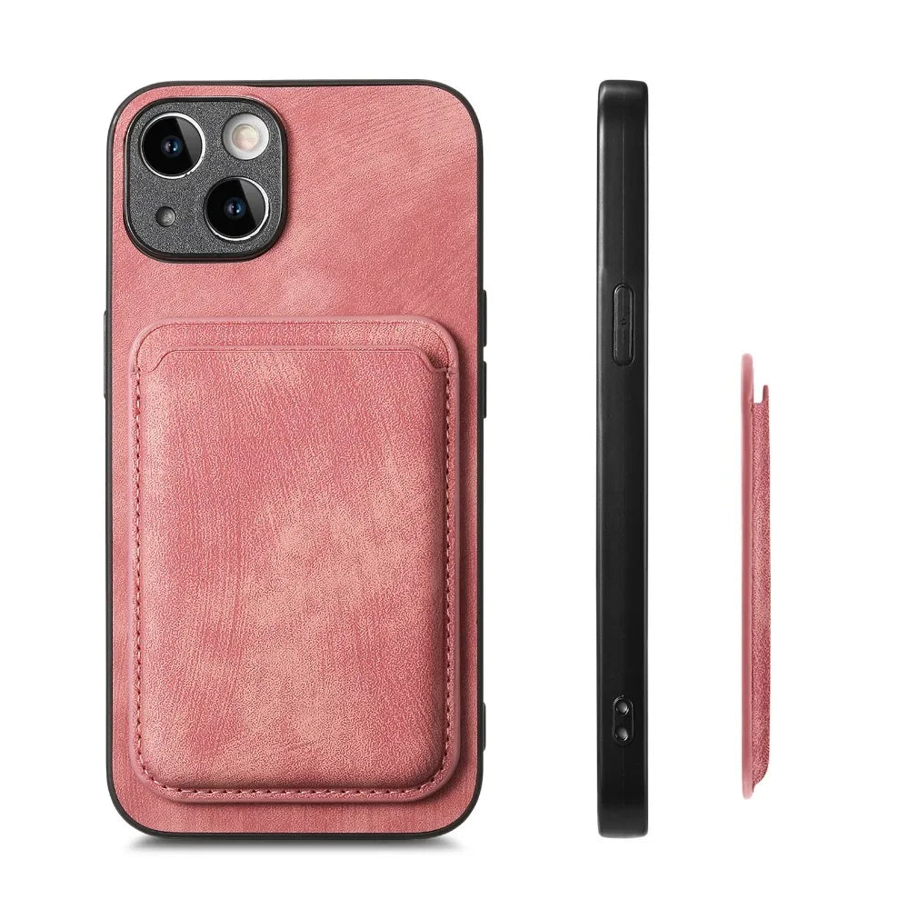 Vintage-Lederhülle mit abnehmbarem magnetischem Kartenhalter für iPhone 17 Air 16e 16 Pro Max 15 14 Plus 13 12 11