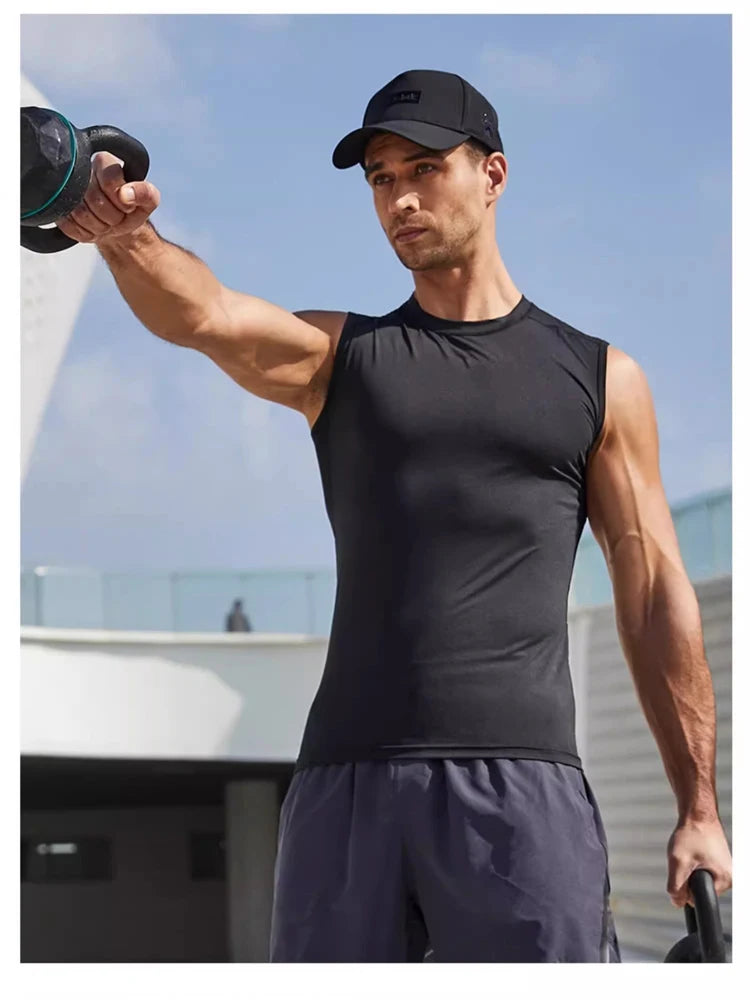 Débardeur de Compression Homme Chemise de Sport Sans Manches Séchage Rapide Musculation Fitness Gilet Entraînement Haut Musculaire