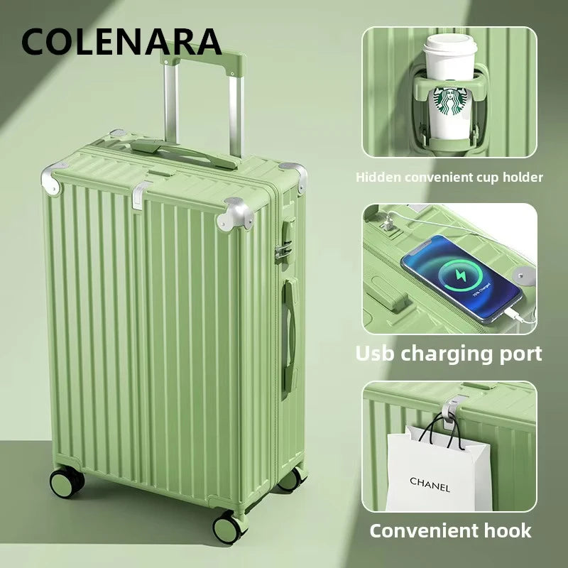 COLENARA 20"22"24"26 Zoll hochwertiger Koffer USB-Ladefunktion Boarding Box Multifunktionaler Trolley-Koffer Handgepäck Reisegepäck