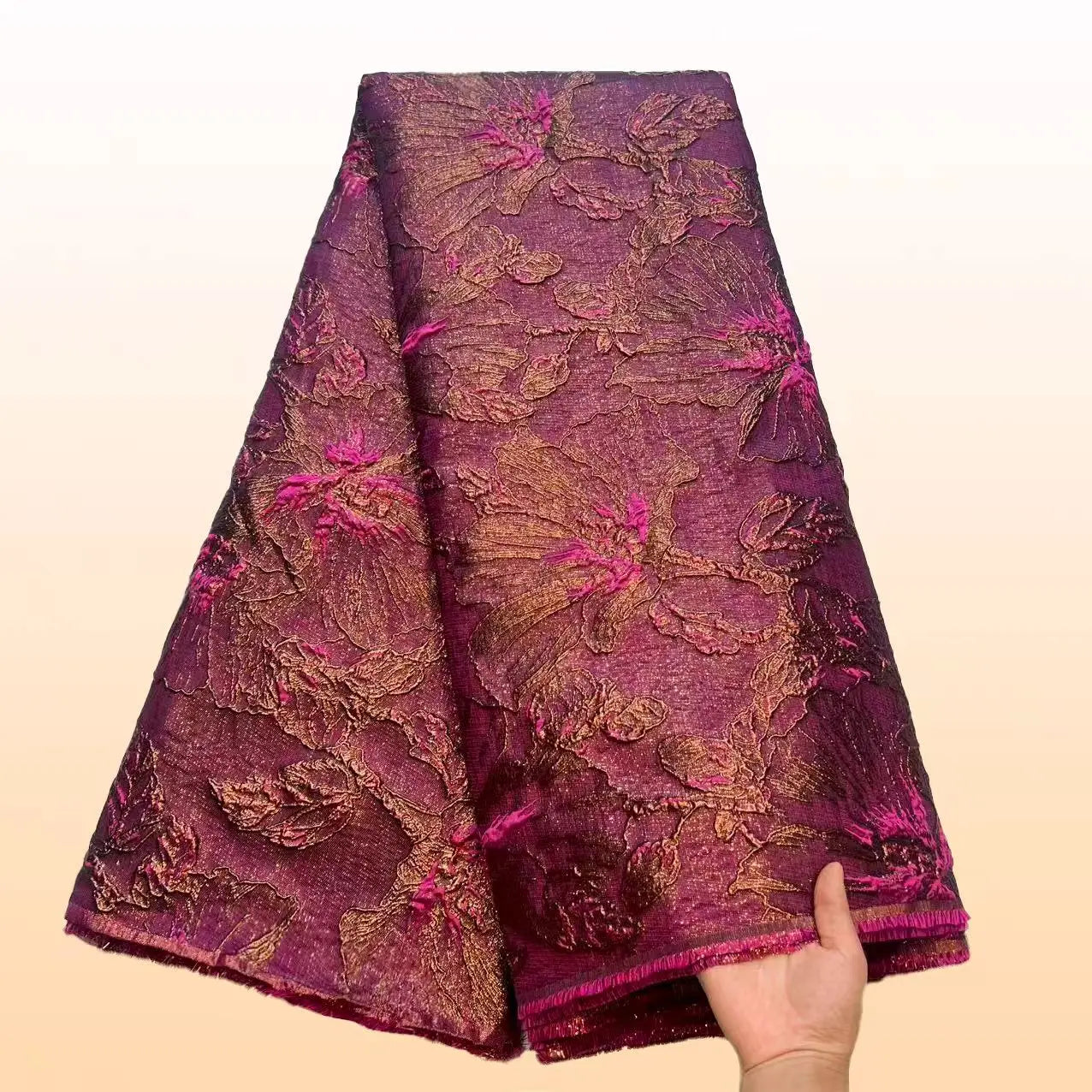 Hochwertiger Jacquard-Spitzenstoff 5 Yards Französischer Brokatstoff