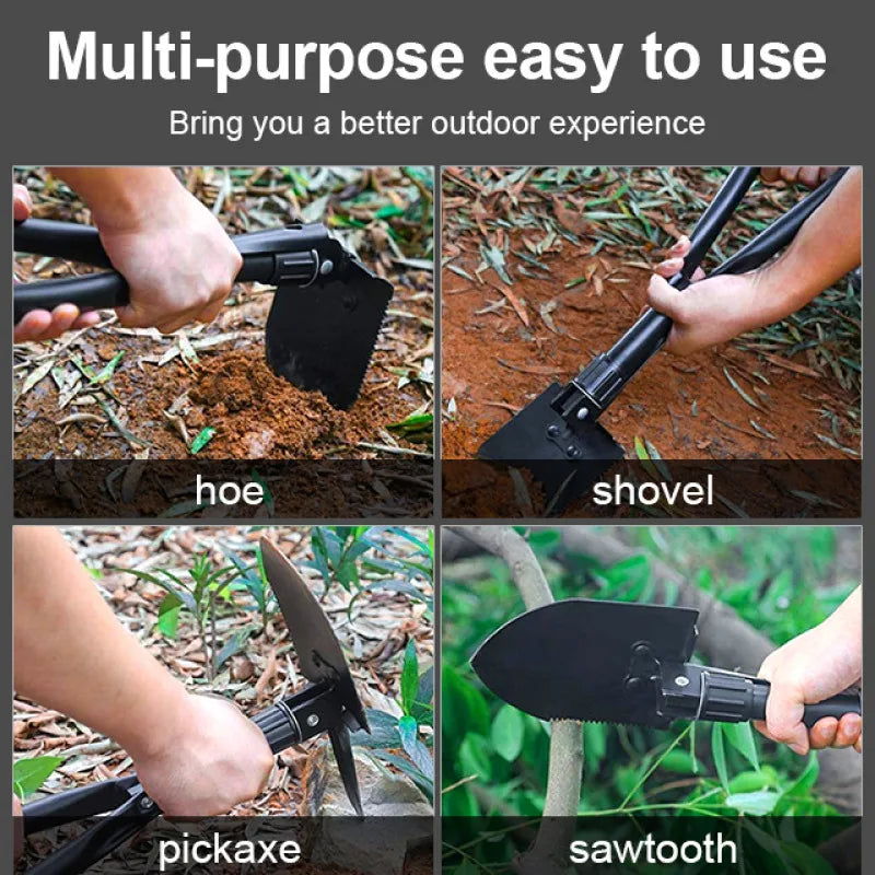 Outdoor 3-in-1 Klappschaufel, tragbare Multifunktions-Camping-Schaufel mit Tasche zum Wandern, Offroad-Fahren, DIY-Projekte zu Hause