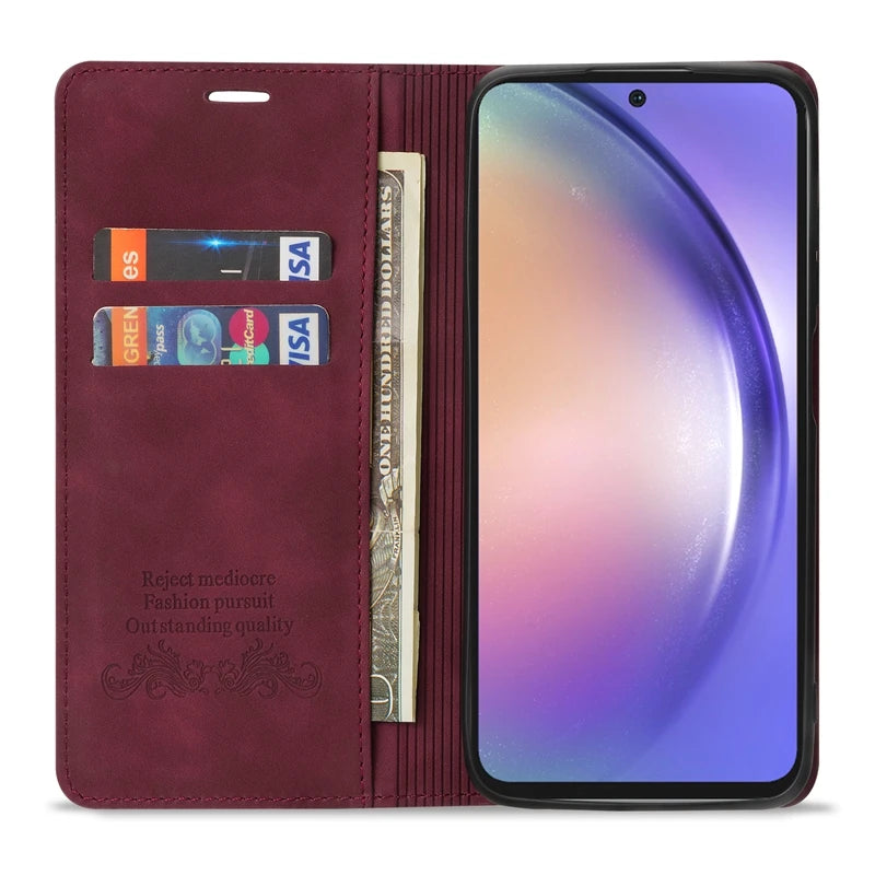 Wallet Skin Friendly Flip Leder Hülle für Samsung Galaxy S26 Ultra S25 Edge S24 Plus S23 FE A15 A16 A17 A26 A35 A36 A54 A55 A56