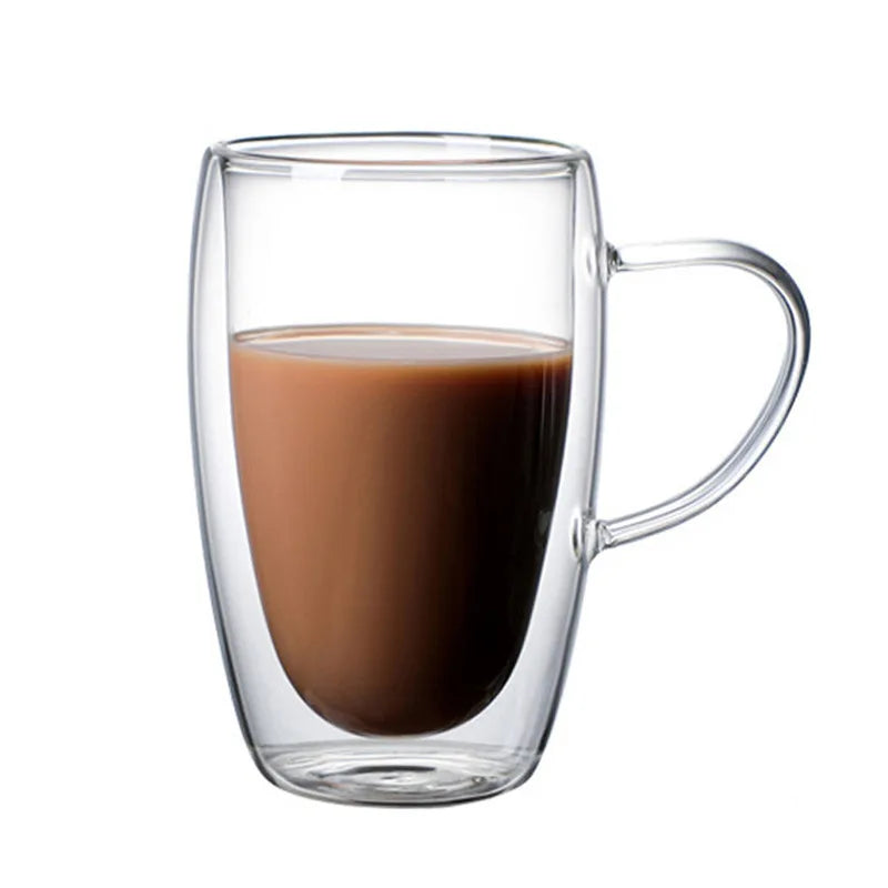 150/250/350/450ml Double Wall Coffee Mugs High Borosilicate Glass Heat Resistant Milk Juice Water Cup Espresso Shot Glasses