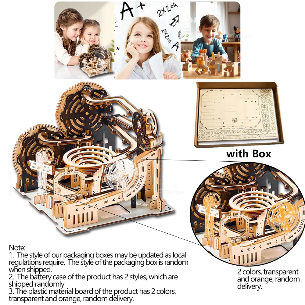 3D Holzpuzzle Murmelbahn Set DIY Aufbau Baukasten STEAM-Engine Lernspielzeug für Erwachsene Kinder Geburtstagsgeschenke