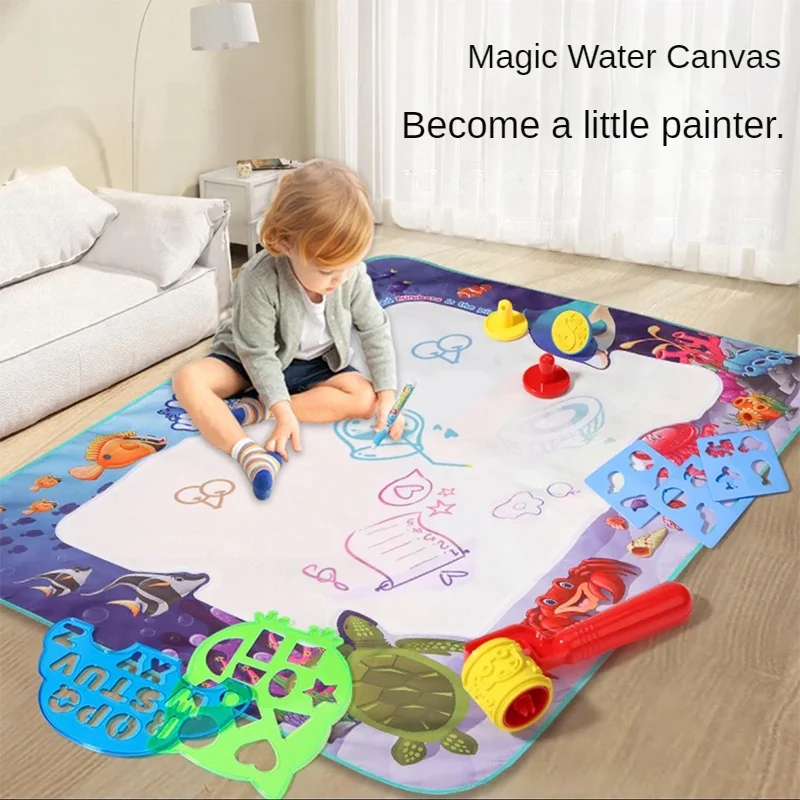 100x80CM Zauberwasser-Zeichenmatte Malen Doodle mit wiederverwendbaren Zauberstiften Montessori Malbrett Lernspielzeug Kindergeschenke