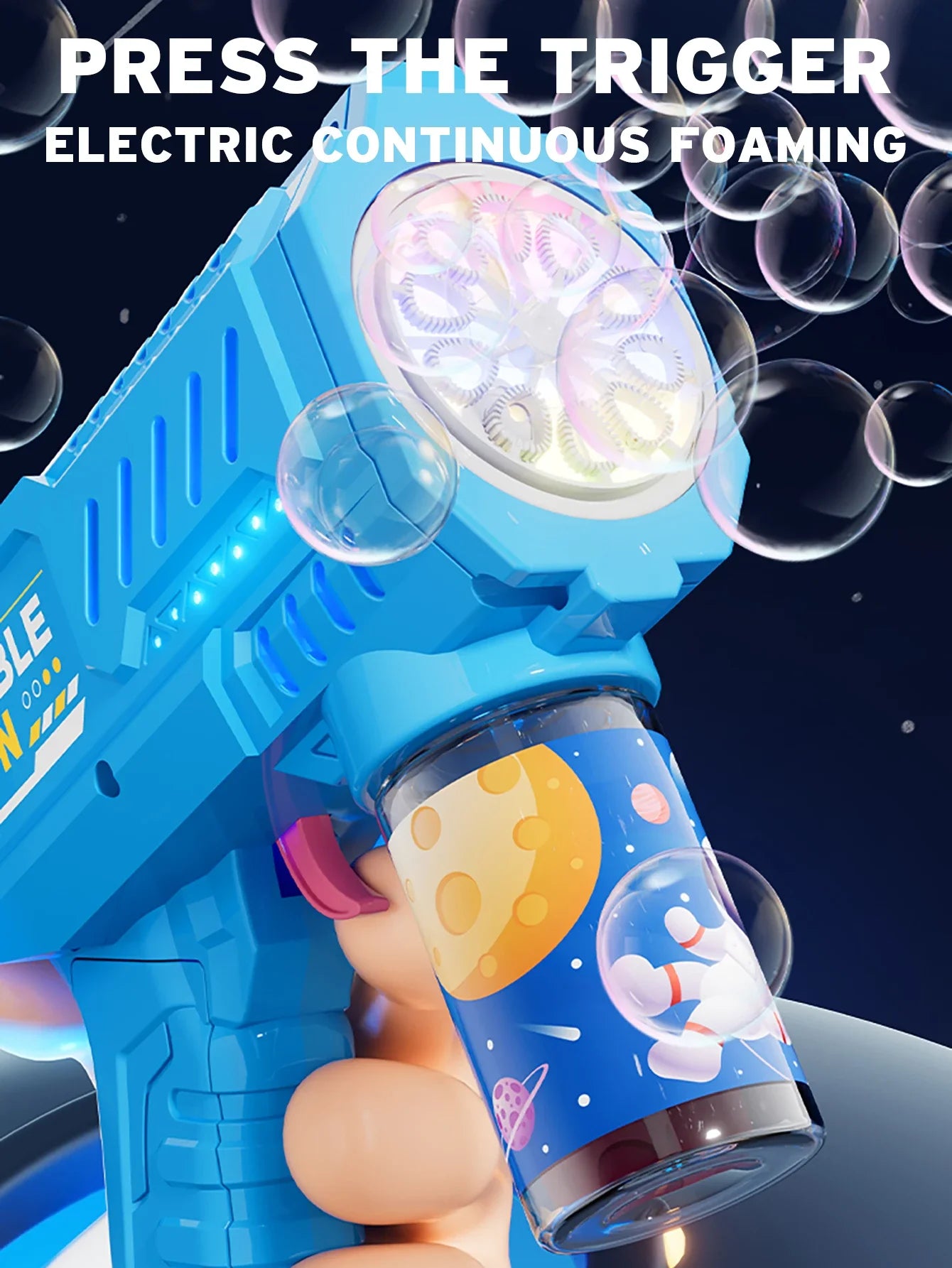 Vollautomatische Blasenpistole Raketen-Blasenmaschine Automatischer Gebläse mit Blasenflüssigkeit Spielzeug für Kinder Strand Outdoor-Blasengeschenke