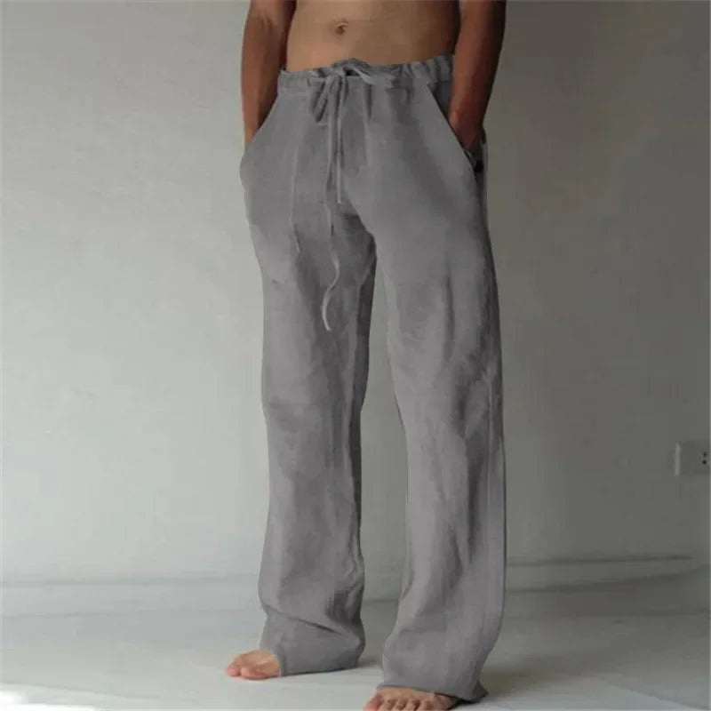 ropa hombre baggy pants Pantalon décontracté en coton et lin pour hommes, respirant, ample, Streetwear, Jogging, Automne, Été