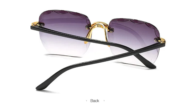 Randlose Damen-Sonnenbrille, modische Verlaufsgläser, Damensonnenbrille, Vintage-PC-Bügel, klassische Designer-Sonnenbrille für Herren