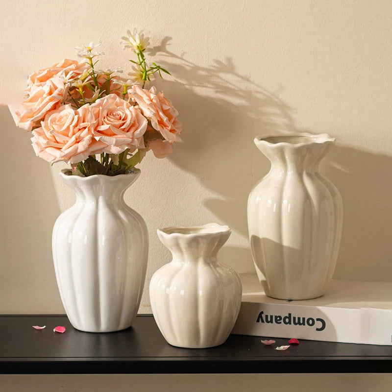 Vase à fleurs en céramique, Centre de table décoratif, Vase esthétique, Vases pour plantes hydroponiques, Ornement de bureau, Décoration d'intérieur