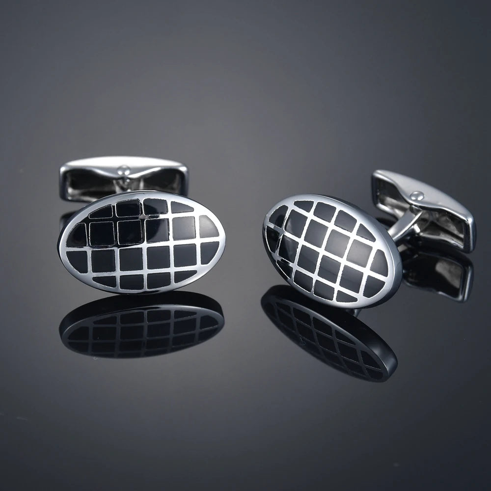Quality Gems Craft Manschettenknöpfe Blumenmuster Golden Horse Muster Stoff Französische Ovale Hemd gemelos cuff links