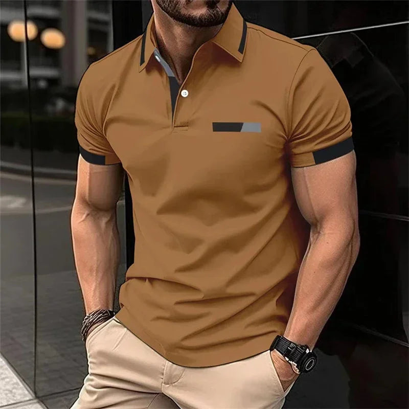 T-shirt Polo Homme de Sport Décontracté Fitness Gym Running Élastique Manches Courtes Col Revers Haut Homme Coupe Slim