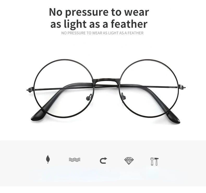 Vintage Transparent Glasses Round Metal Frame Superlight Style Clear Lens Game Eye Glasses  Protection Chic Prevent  Blue Light