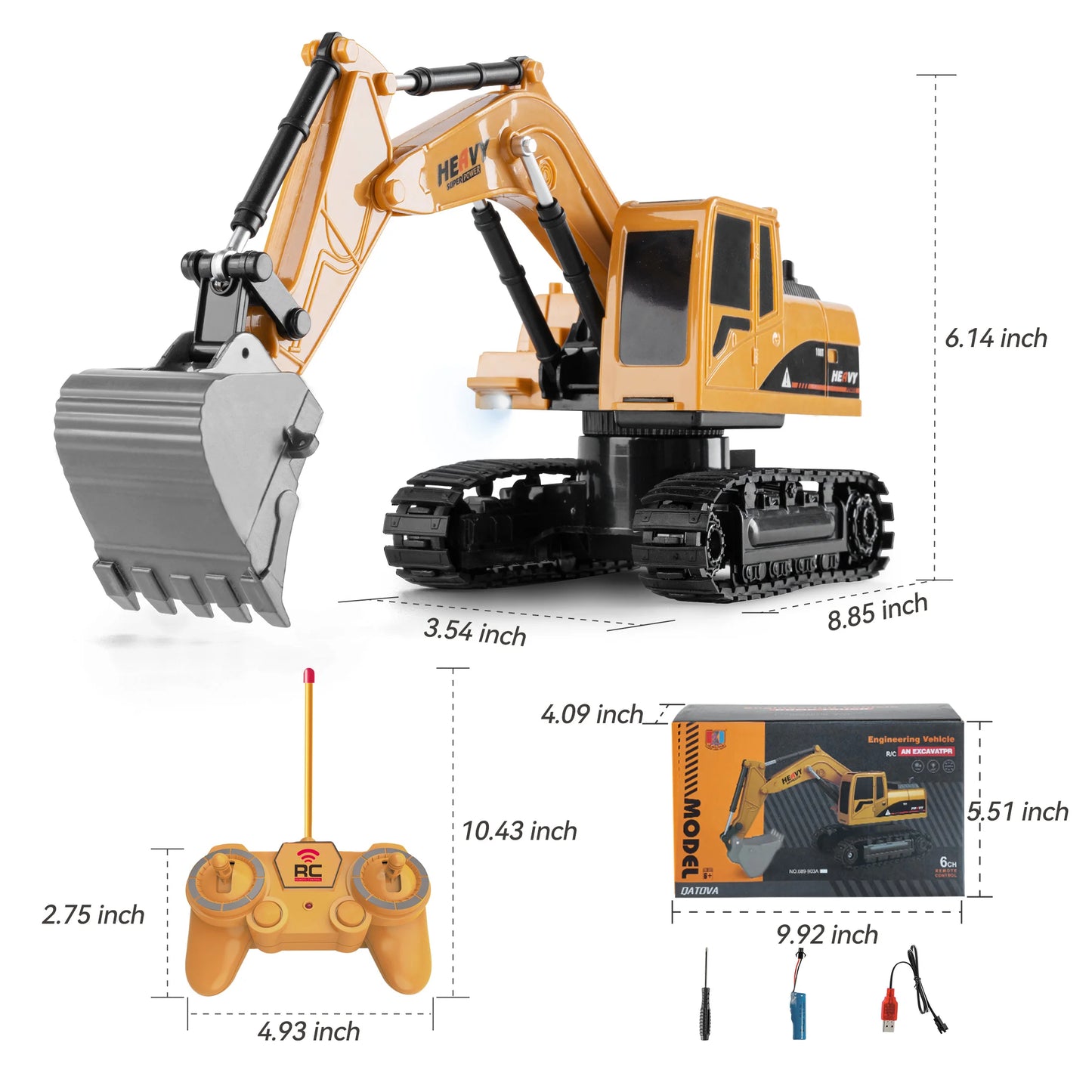 ZWN 1/16 1/20 Ferngesteuerter Bagger Kipper RC Modellauto Spielzeug Professionelles Legierungs-Simulations-Baufahrzeug für Kinder