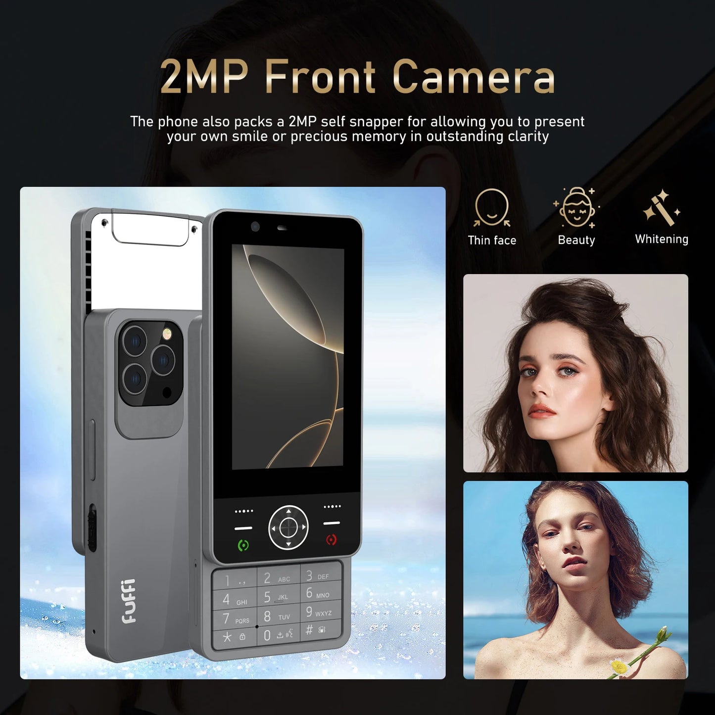 FUFFI S24 Pro Mini téléphone coulissant Écran couleur HD de 4,0 pouces, téléphone amusant, téléphone multifonction 4G, double SIM, téléphone portable étudiant
