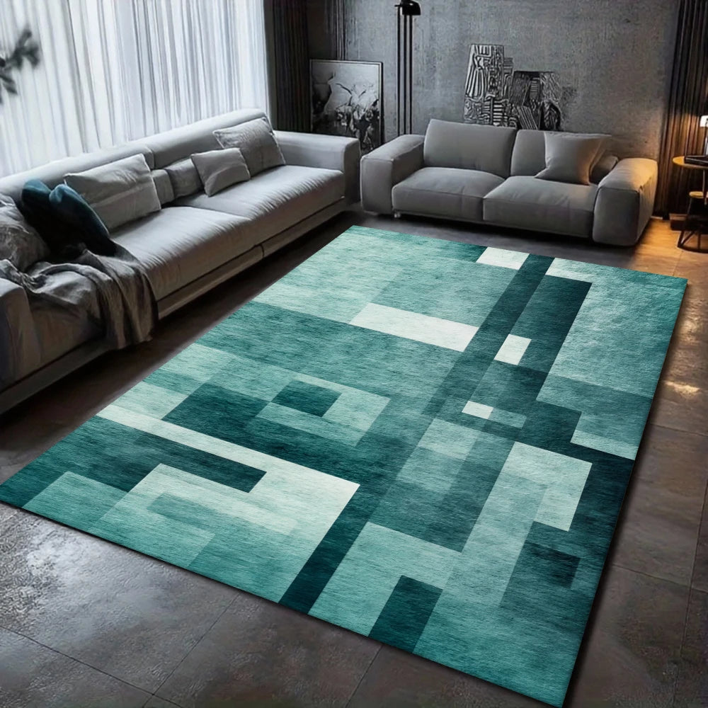 Patchwork Grid Geometric Carpet Pink Green Blue Gray Room Decoration Living Room Large Area Carpet Retro Geometric Rug