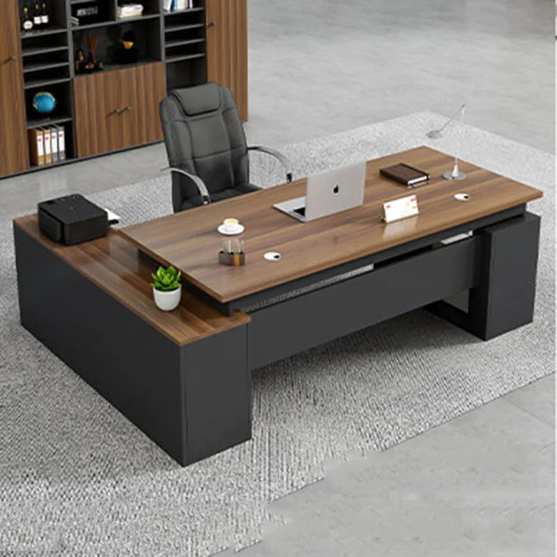 Bureau de bureau grand format de style chinois, design minimaliste, esthétique moderne, bureau universel, mobilier de maison.