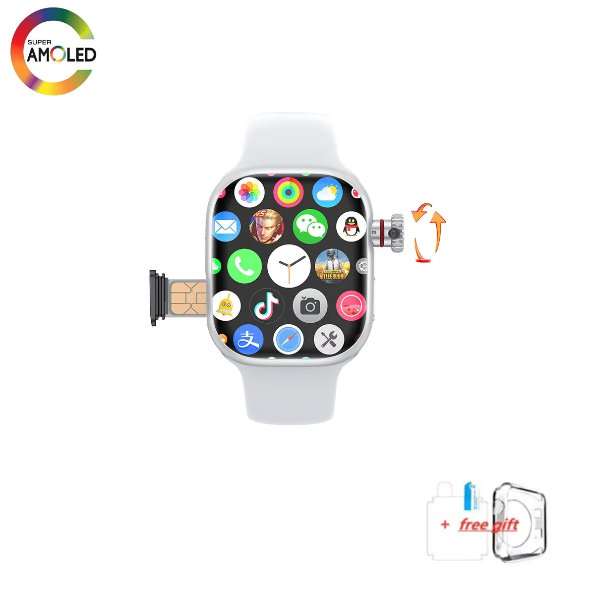 CD99 Uhr X 5G Smartwatch 2,29 Zoll AMOLED 5G LTE Smartwatch mit 180° drehbarer Kamera GPS WiFi SIM-Kartensteckplatz Gesundheitsüberwachung