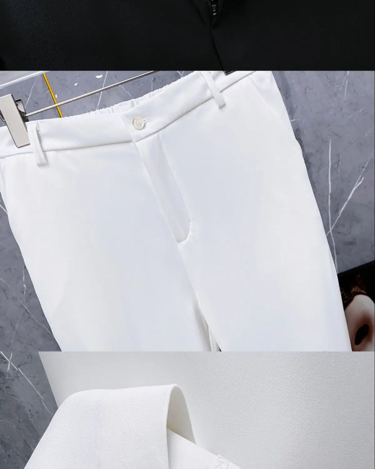 Hose Weste 2-teiliges lockeres Anzugset Büro Business Casual Schwarz Schön Geteilte Träger Herren Oberbekleidung Koreanische Kleidung Metallknopf