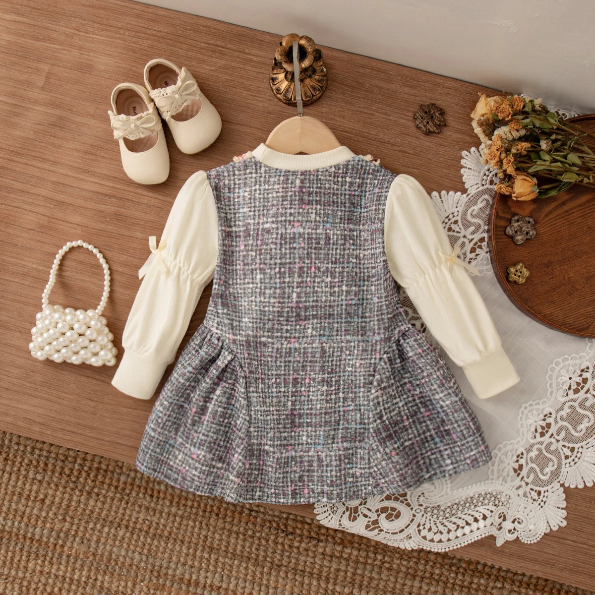 Frühling Und Herbst Neu Schleife Langarm Baby Mädchen Kleid, Prinzessin Stil Kinderkleidung Für Babys Im Alter Von 9 Monaten Bis 3 Jahren