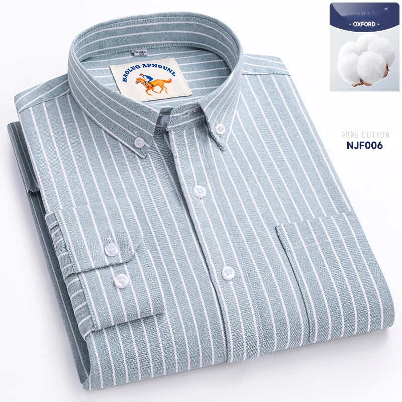 Chemises Oxford à manches longues en 100 % coton pour homme, grandes tailles 8XL, coupe ajustée, unies ou rayées, pour le bureau, couleur blanche, tenues professionnelles
