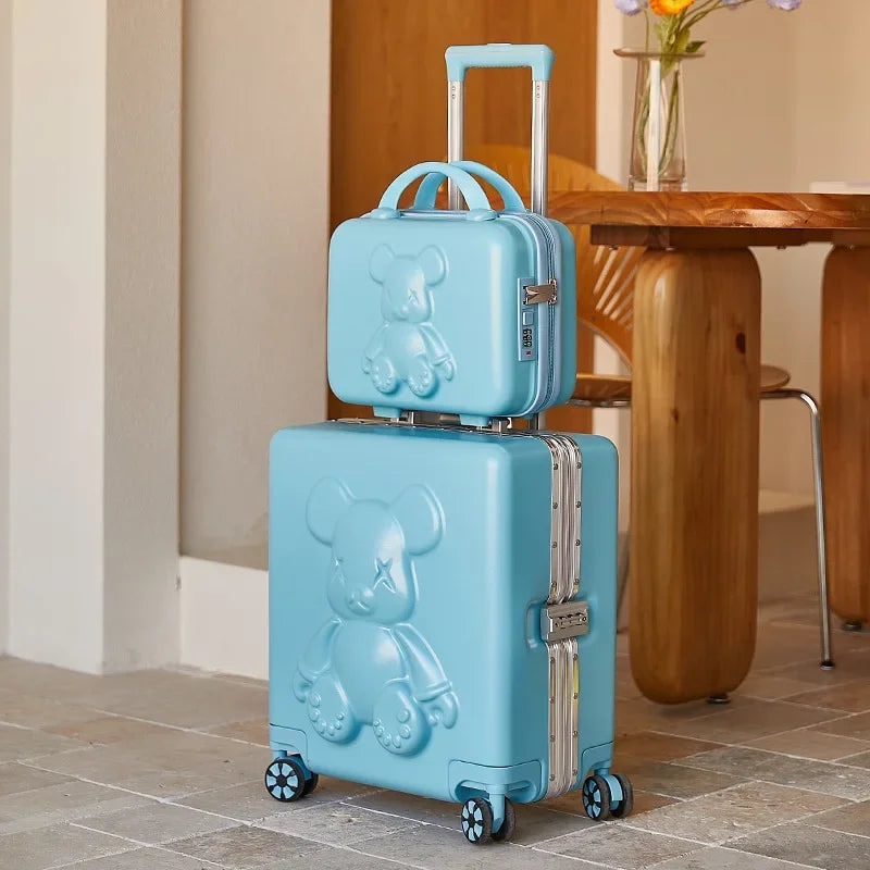 Nouvelle valise trolley universelle à roulettes 18 pouces 2024, sac de maquillage cabine pour hommes et femmes