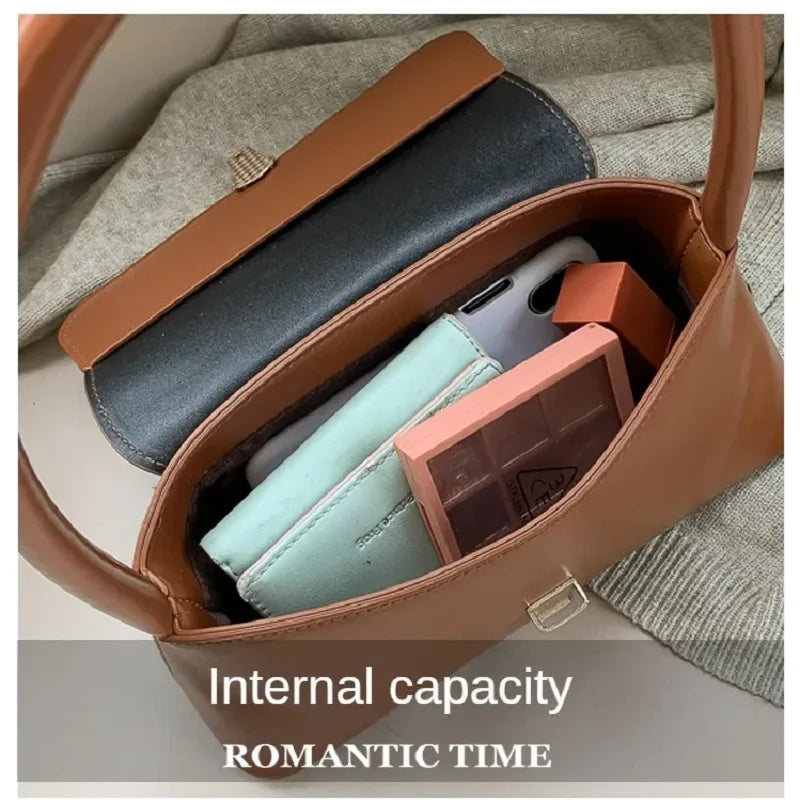 Korean Style Underarm Female Bag PU Minimalist Women Handbag 2025 New Fashion Shoulder Bag Solid Color Daily Commuter bag