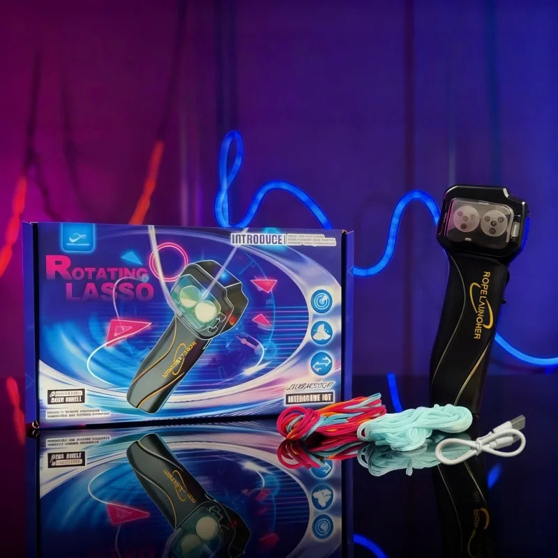 High-End Intelligent Electric Glow Rope Launcher with Adjustable Speed Rotating Circular Rope Toy for Stress Relief  Fun Learn
