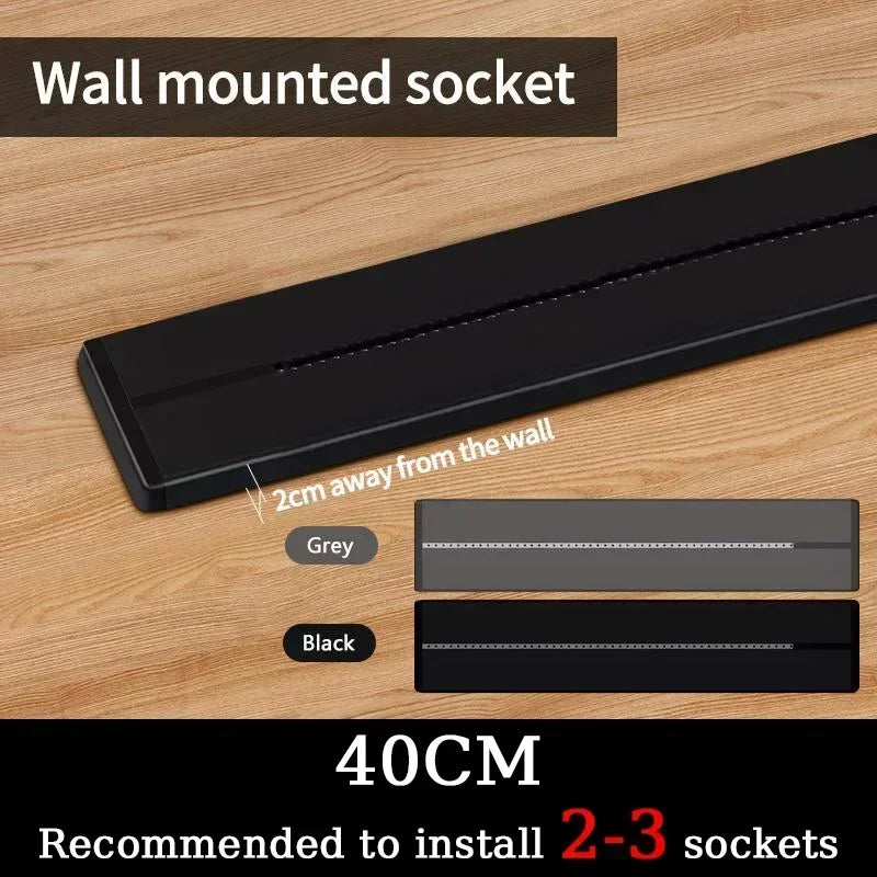 40cm 50cm Prise murale sur rail, prises mobiles, appareil électroménager haut de gamme, puissance 8000W, ports USB Type-C standard EU US UK