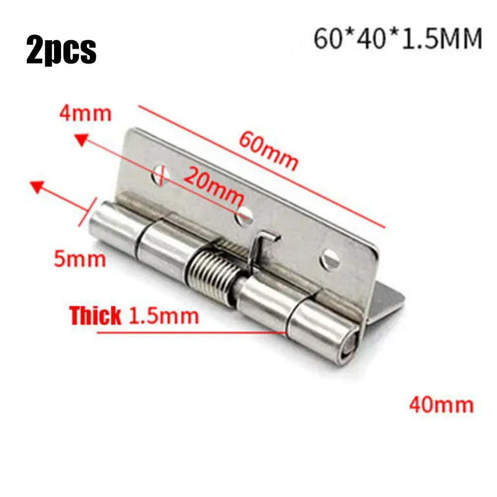 2 charnières à ressort Charnières de porte à fermeture automatique en acier inoxydable 1/1.5/2/2.5/3/4 pouces pour portes, boîtes-cadeaux, armoires