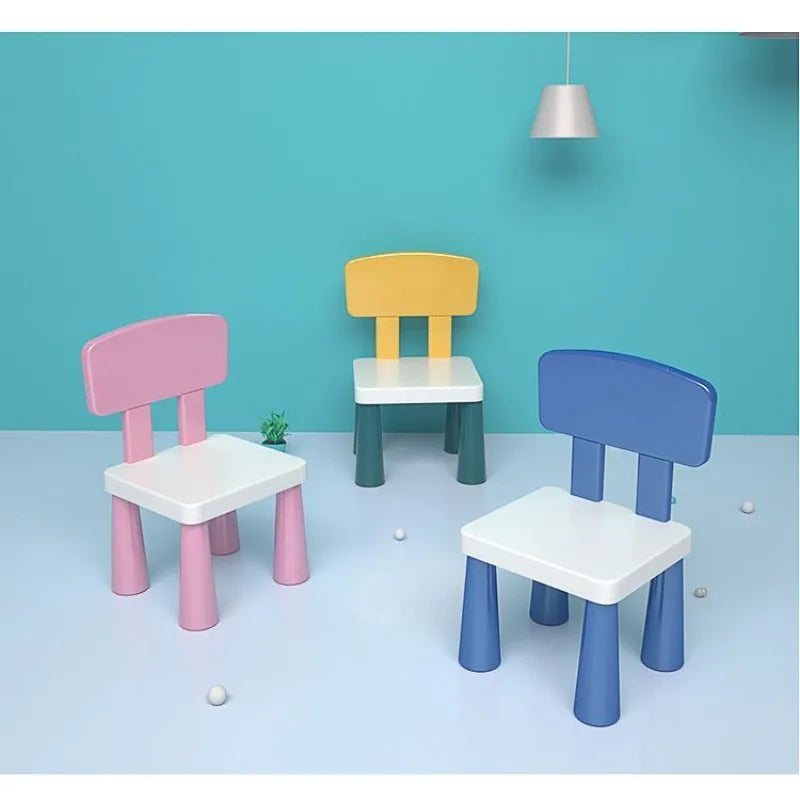 Durable plastic cartoon chair with backrest, lightweight and comfortable study desk and chair, suitable for home, school,