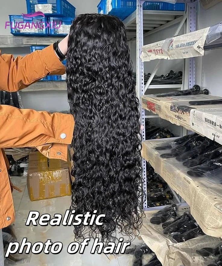 30 Zoll Water Wave Echthaarperücken mit Pony, klebefreie Pony-Perücke, Kinky Curly Bob Perücke mit Pony, vollmaschinell gefertigte Perücke, 180%