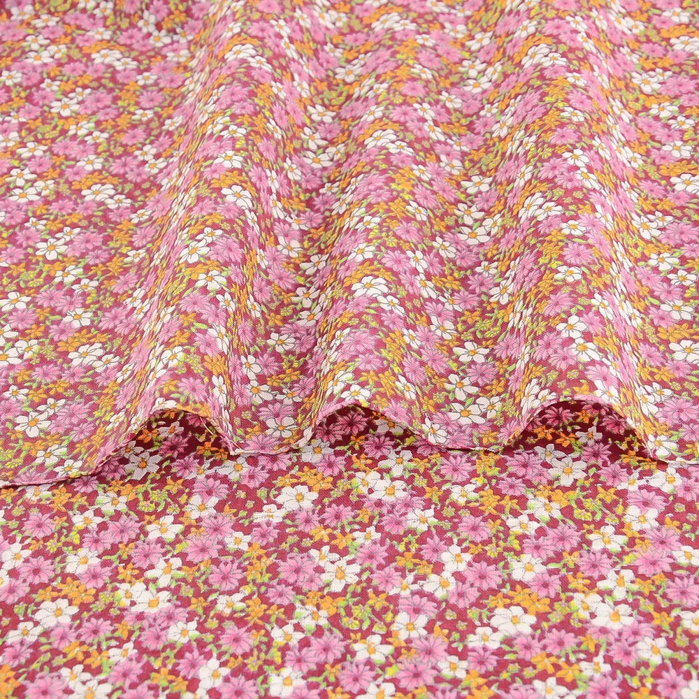 Schöner frischer rot bedruckter Stoff mit Blumenmustern, dünner Stoff aus 100 % Baumwolle, Patchwork für DIY-Bastelarbeiten, Heimtextilien, Meterware