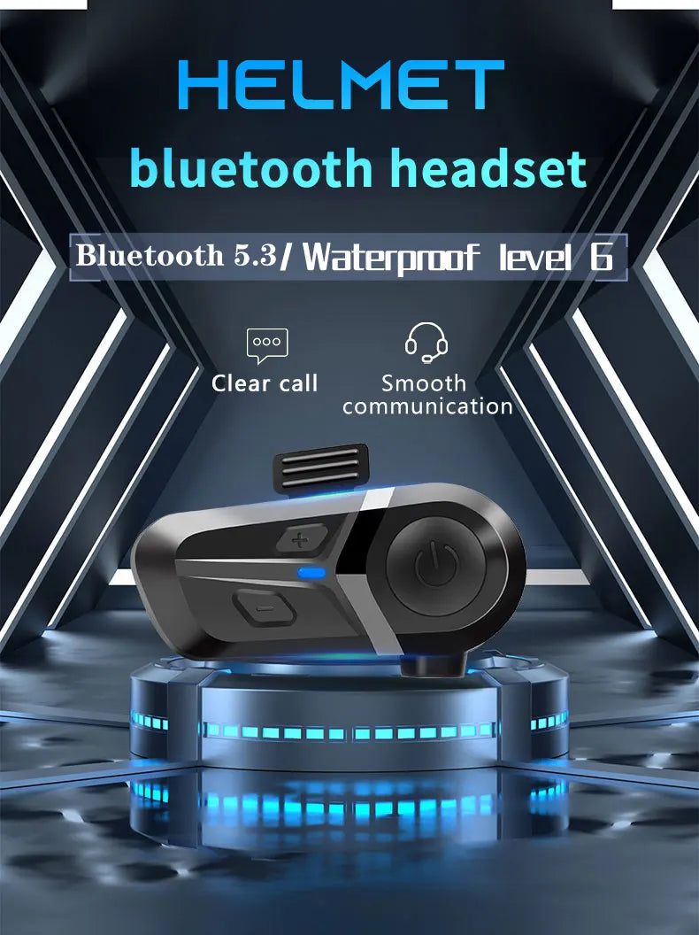 Casque de moto sans fil Bluetooth 5.3, appels mains libres, téléphone, écouteurs de moto étanches, lecteur de musique, casque de moto