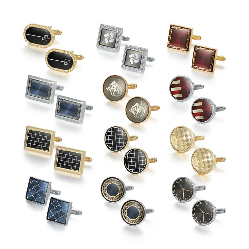 Herrenhemd Manschettenknöpfe Kupfer Manschettenknöpfe für Herren Luxus Hochzeit Gäste Geschenke Rund Quadrat Mode Schmuck Herren Manschetten Glieder Krawattenklammer