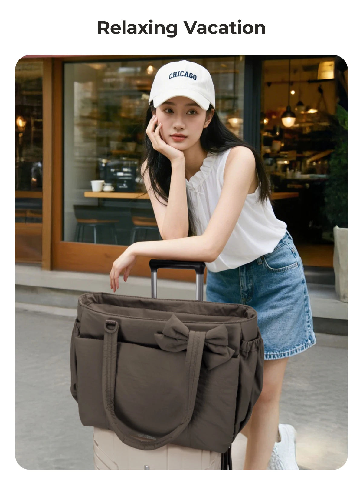 BAGSMART Sac fourre-tout trois tailles avec plusieurs poches, sac à main gonflé, sac à bandoulière décontracté, sac fourre-tout grande capacité