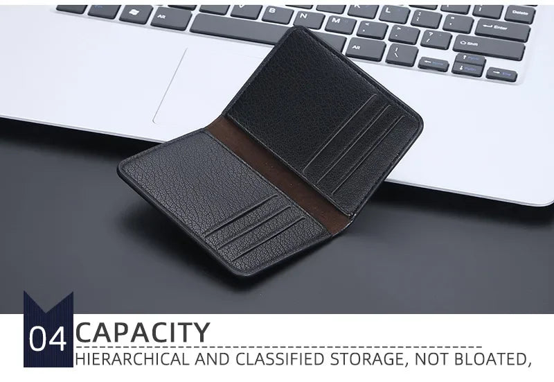 Men's Leather Card Wallet Minimalist Small Thin Purse Soft Slim Mini Credit Card Bank ID Card Holder Wallet for Men