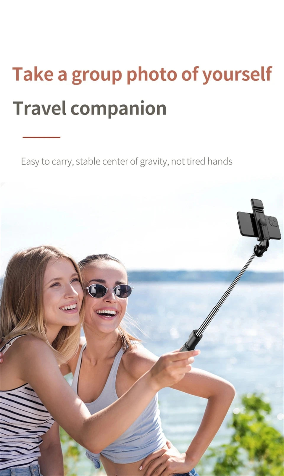 MEUYAG Tragbares, faltbares Selfie-Stick-Stativ mit Aufhelllicht und kabelloser Bluetooth-Fernbedienung für Telefone