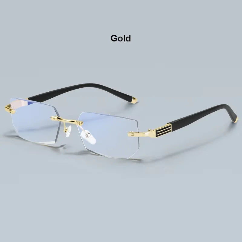 Lunettes de lecture anti-lumière bleue pour femmes, monture sans bords à découpe diamantée, pour hommes, anti-fatigue, hypermétropie, presbytie +1,5
