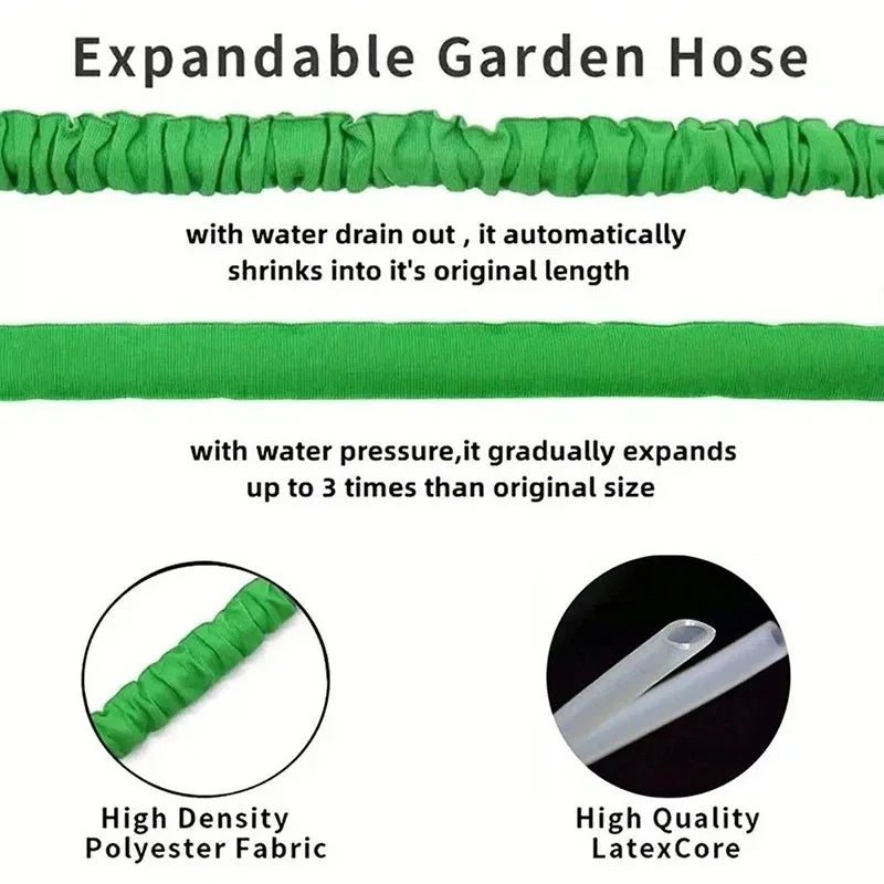 Tuyau d'arrosage extensible 25FT, Tuyau d'arrosage magique pour la maison et le jardin, Outils d'arrosage quotidiens, Pistolet à eau haute pression pour le lavage de voiture