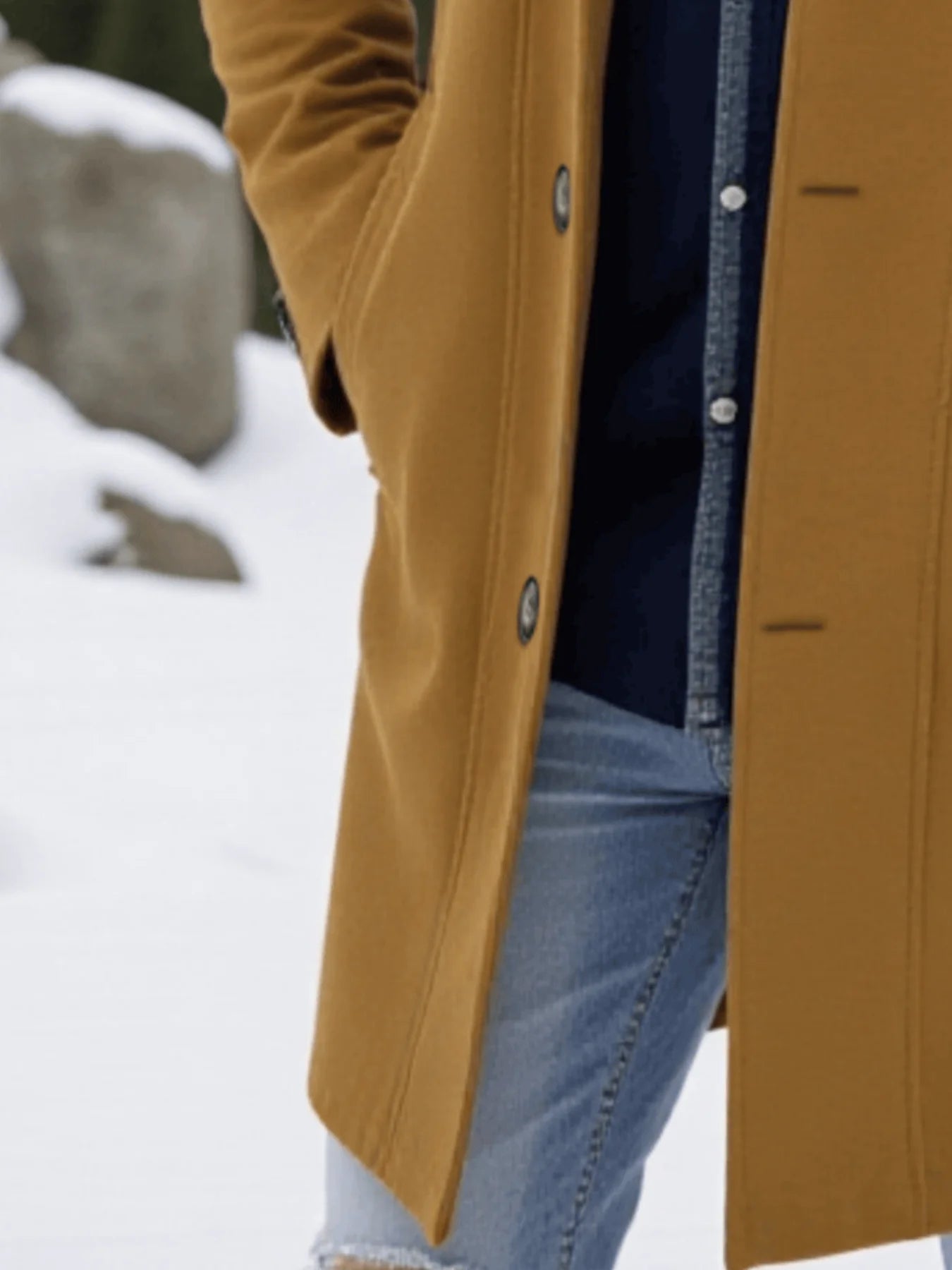 Manteau en laine convertible pour homme, style trench simple boutonnage, avec capuche zippée et infroissable, pour la vie citadine - Vêtements d'hiver pour homme
